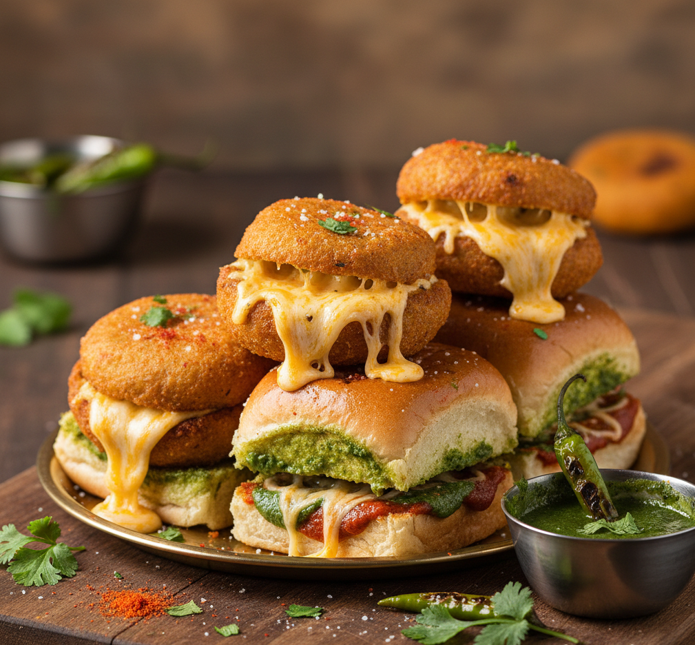 Cheese Mirchi Vada Pav